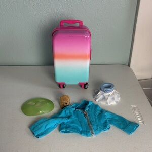 American Girl Pink and Blue Toy Suitcase Set